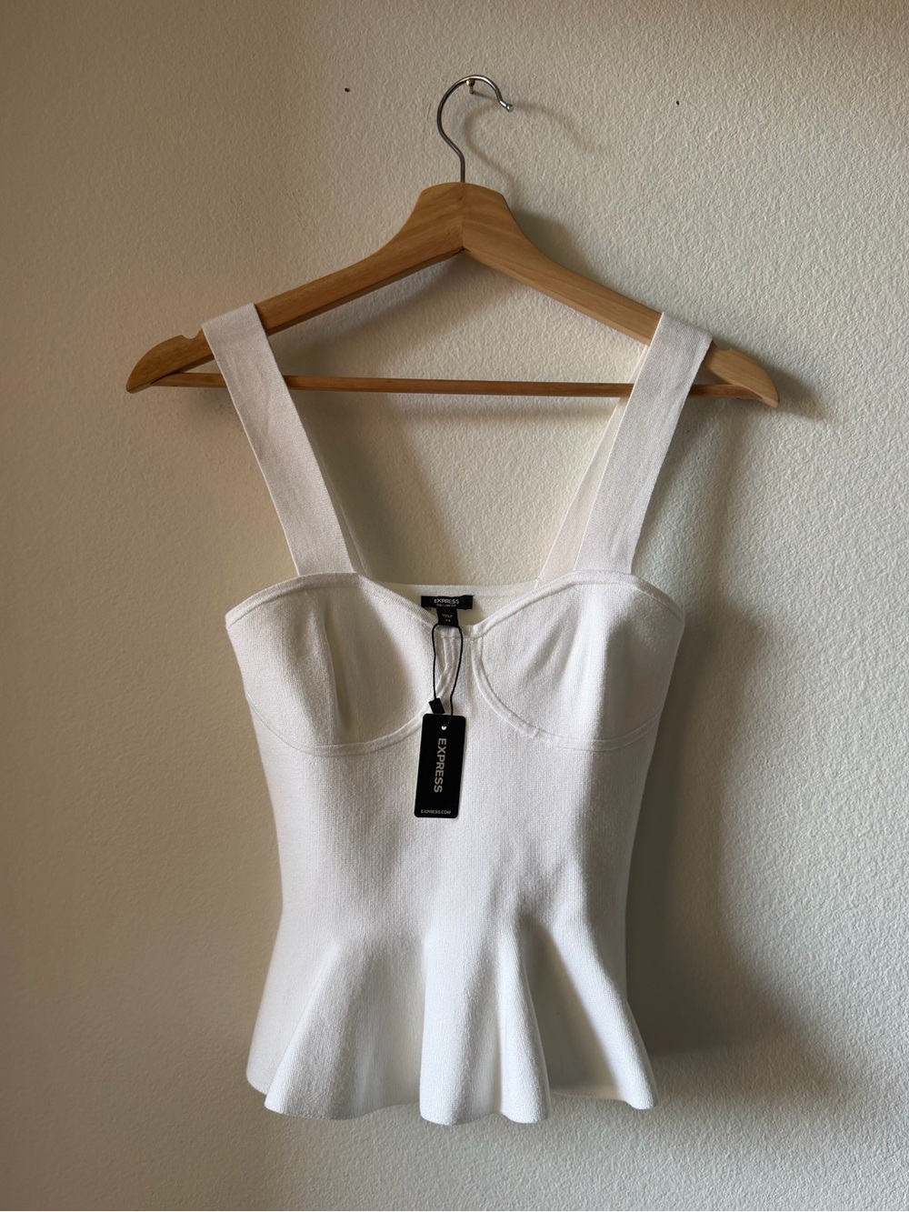 Express White Structured Peplum Bustier Tank top
